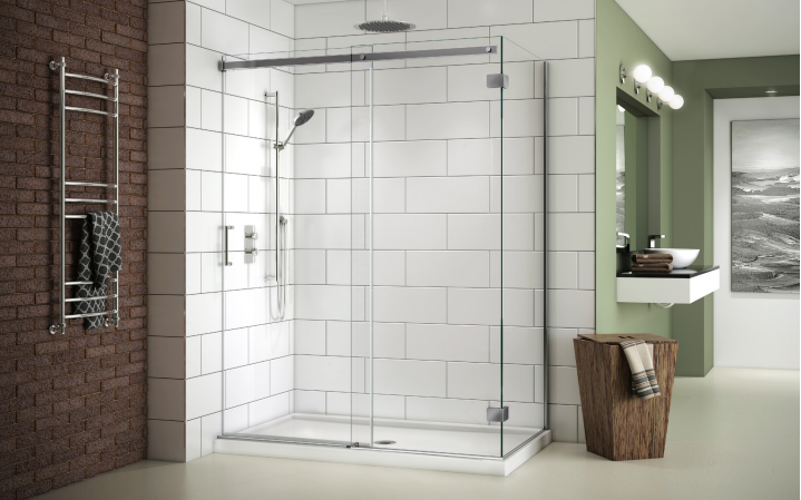 Duo set of 2-sided shower door with acrylic base Apollo Collection PROMO 60'' x 36'' x 75H'' (Closing against the wall)