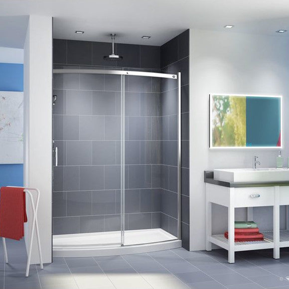 Duo 2-sided curved shower door set with acrylic base Apollo Collection PROMO 60" X 32"