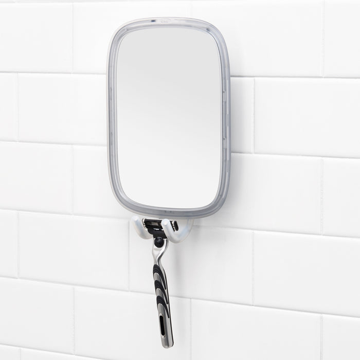 Anti-fog mirror with suction cup