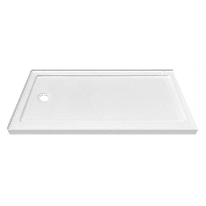 Trio 2-sided shower base, off-center drain, 60" X 32" + Choice of shower door kit