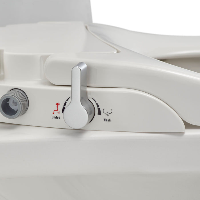 Non-electric bidet seat for an elongated toilet