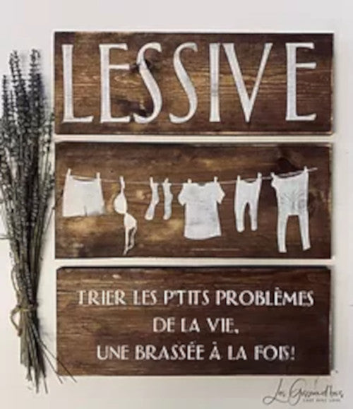 Trio of wooden laundry posters 18 "X 7