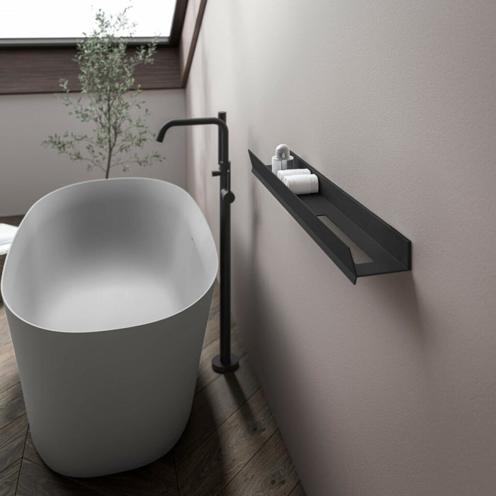 Moon wall shelf with integrated towel rack