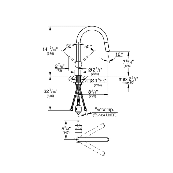 Robinet de cuisine rétractable Triple Jet Collection ZEDRA