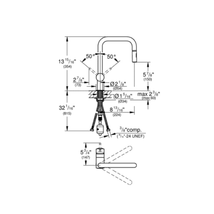 Robinet de cuisine rétractable Bec Carré Collection MINTA