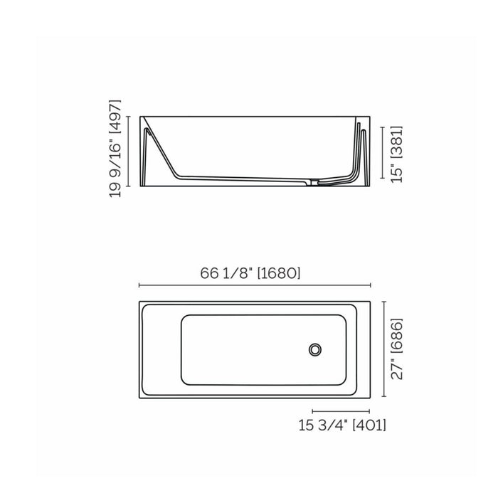 Baignoire autoportante 66" x 27" Collection Bobsleigh