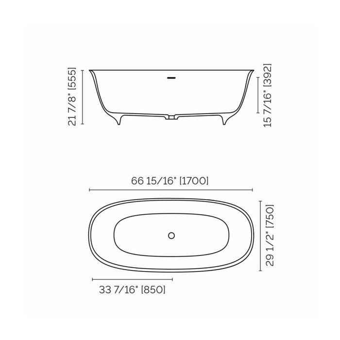 Baignoire autoportante 67" x 30" Collection Termoli