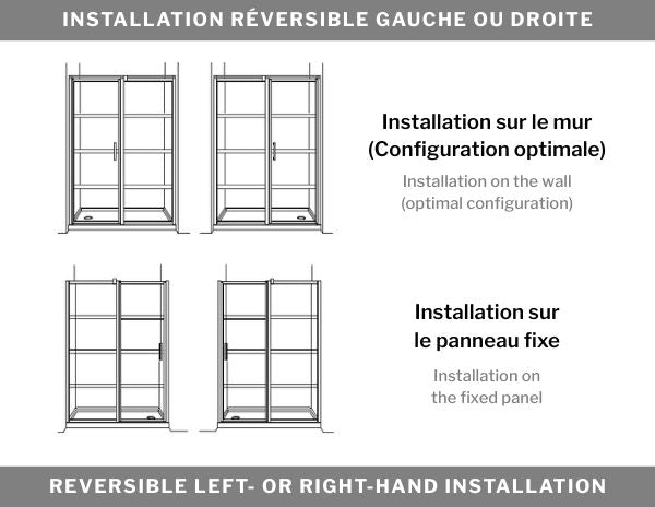 79" Alcove pivot shower door Latitude Collection
