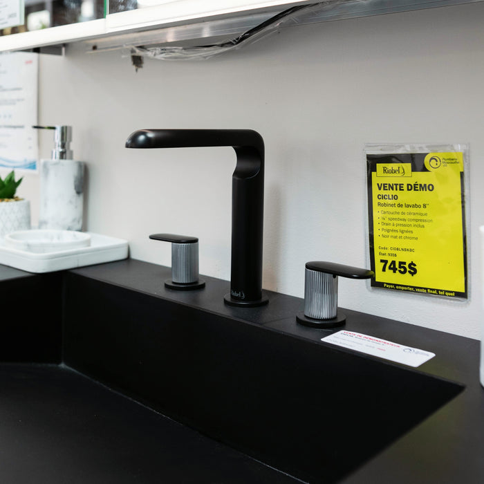 8" Sink Faucet Matte Black/Chrome Ciclio Collection DEMO
