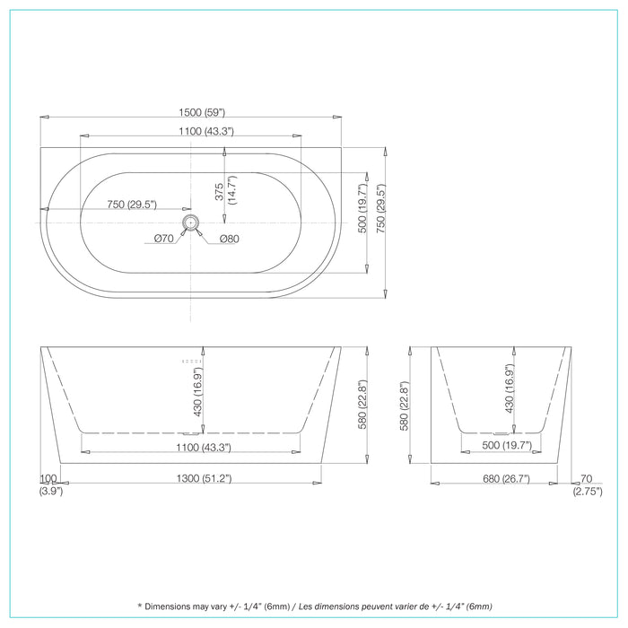 Canyos Freestanding Bathtub 59"X30"