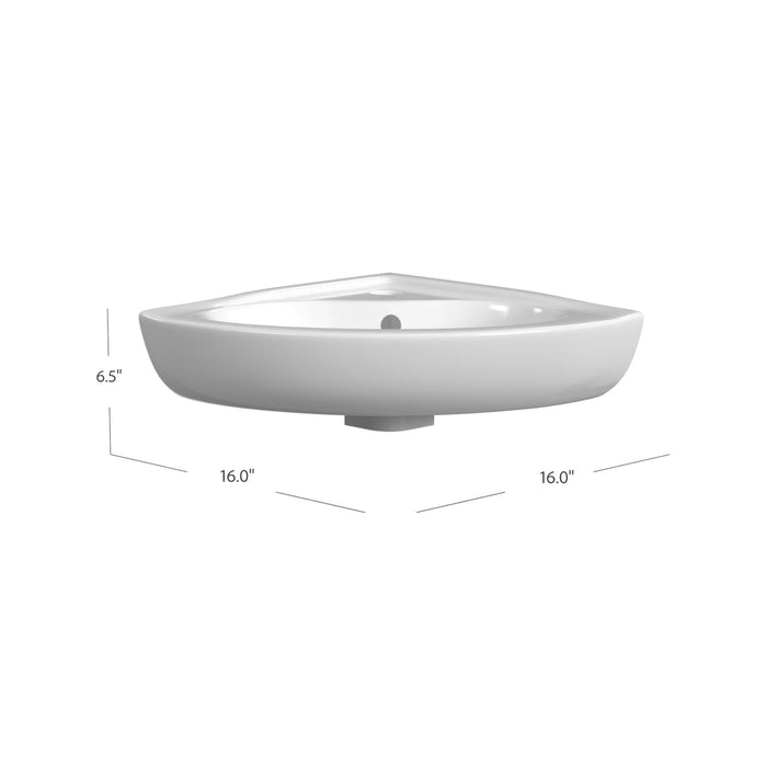 15 3/4" x 15 3/4" Corner Wall-Mount Sink