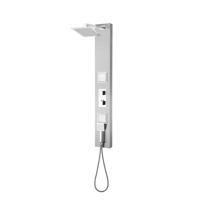 Shower column with rain head and body jets