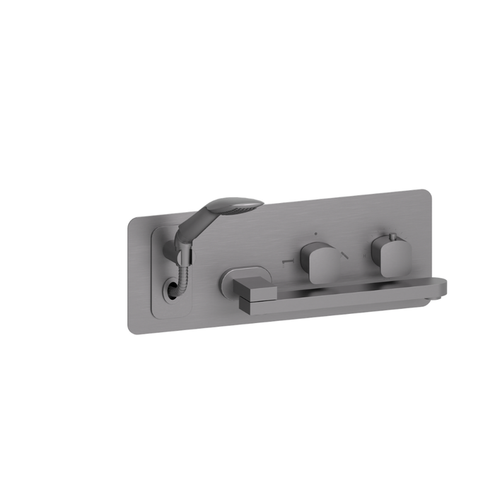 Robinet de bain mural avec boyau rétractable et bec pivotant collection Delano