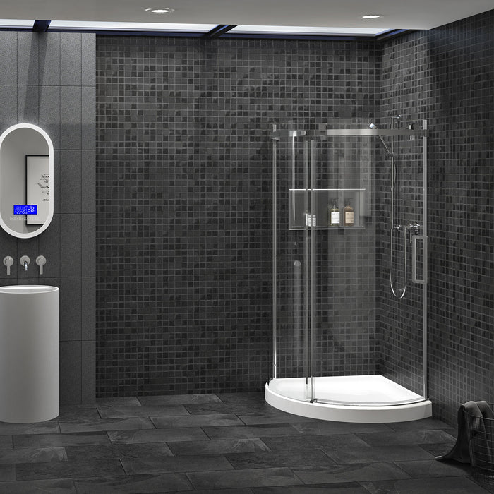 36" x 36" Chrome Round Corner Sliding Shower Door Piazza Collection