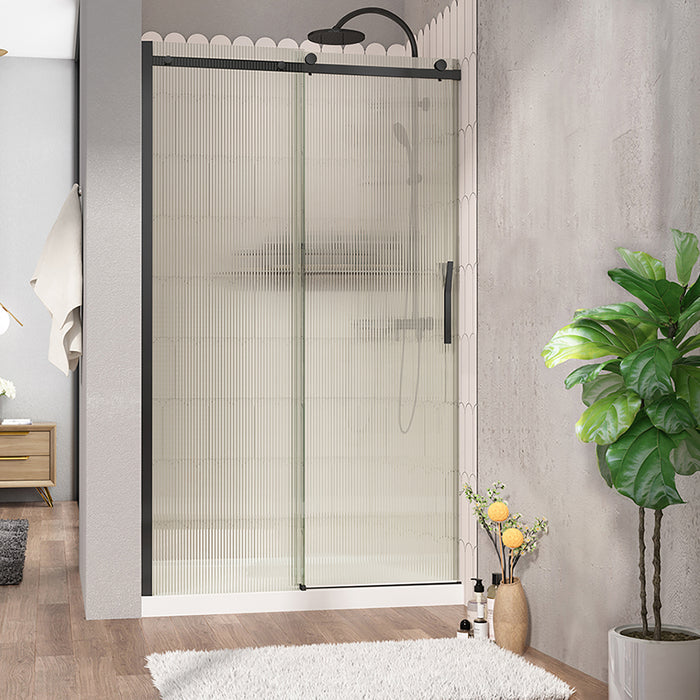 Fluted glass alcove shower door Vaia Collection