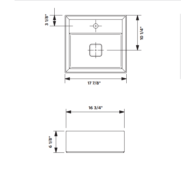 Square Single-Hole White Vessel Sink Bold Collection