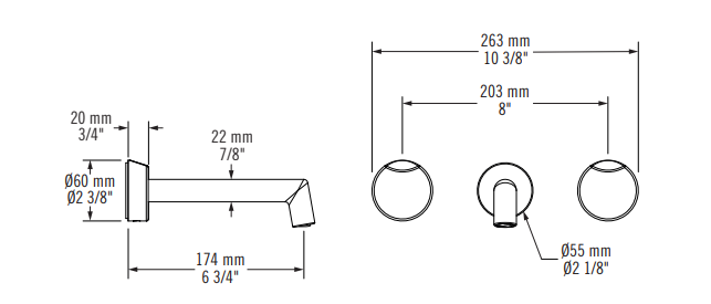 Robinet de lavabo mural Collection Moon