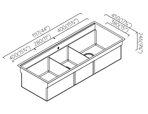Triple Workstation Sink Set