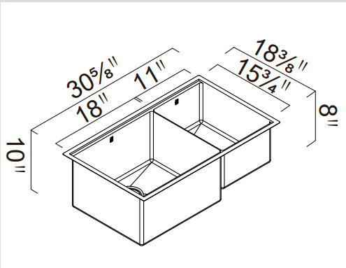Ensemble d'évier de cuisine sous plan double Collection Integrato