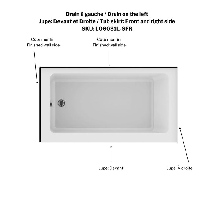 Ensemble de bain en coin avec porte de bain (Jupe à droite/Devant)