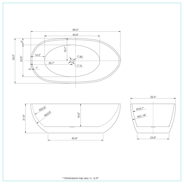 Egret Freestanding Bathtub 67"