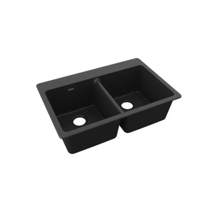 Black Quartz Countertop Double kitchen sink