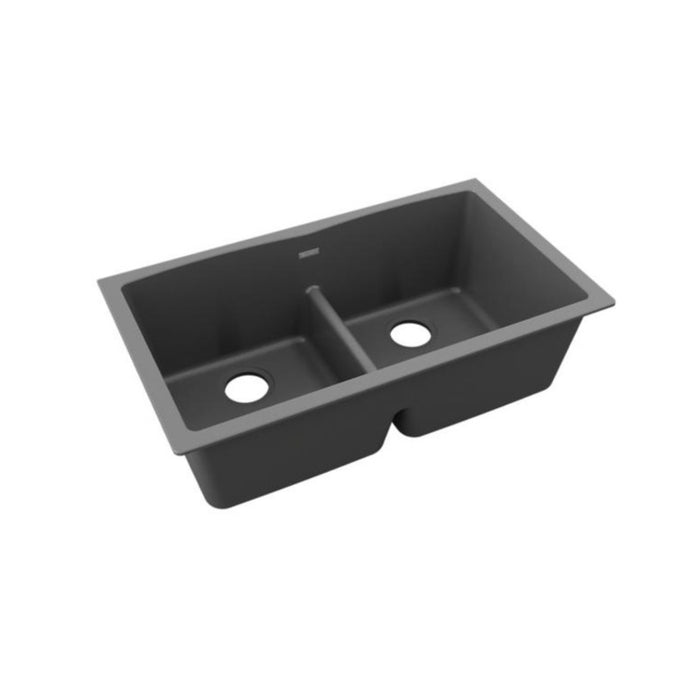 Évier double sous plan 33" x 19" Gris crépuscule Quartz Classic