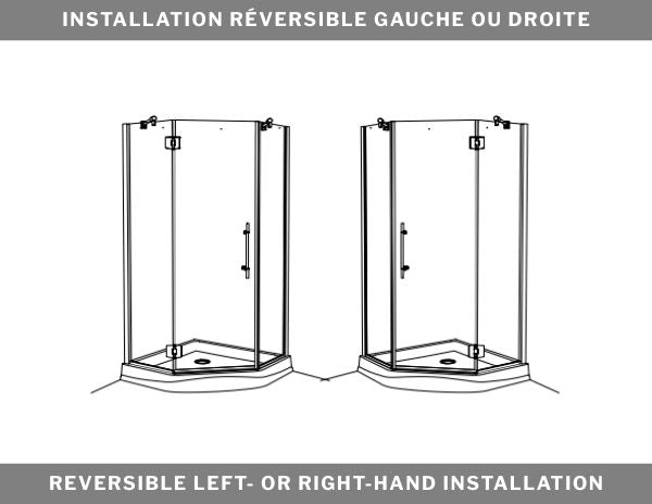 Porte de douche néo-angle, à pivot 79" Collection Platinum