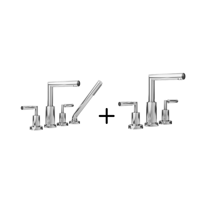 Ensemble Billie nickel brossé robinet de bain et lavabo