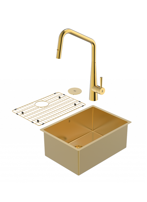 Gold PearlArc™ Sink and Orizuro Kitchen Faucet Duo
