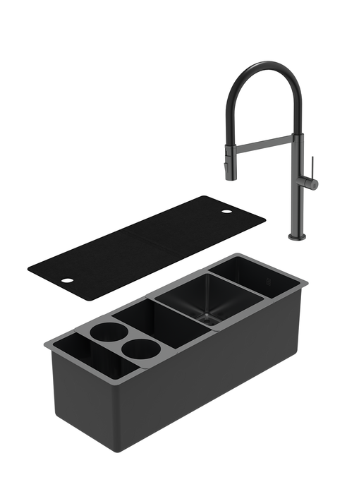 Duo évier Party noir et robinet de cuisine Crystal