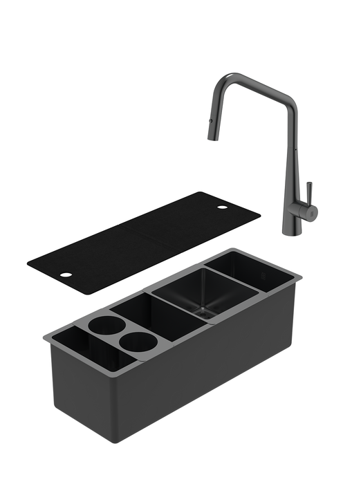 Duo évier Party noir et robinet de cuisine Orizuro