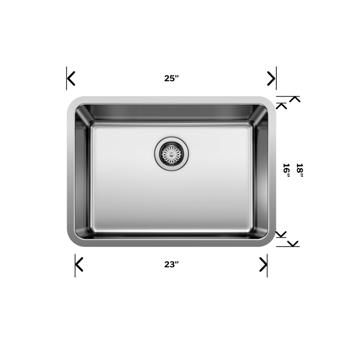 Blanco Formera U1 25" Undermount Kitchen Sink, Stainless Steel