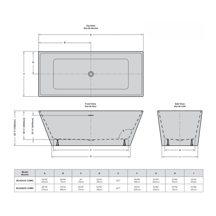 Bain autoportant Calando noir