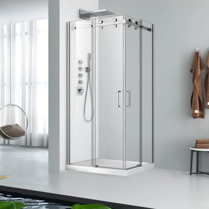 36" x 42" Chrome Corner Sliding Shower Door Piazza Collection