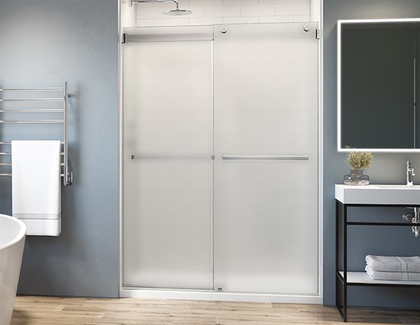 79" Mist Glass Alcove Sliding Shower Door Gemini Plus