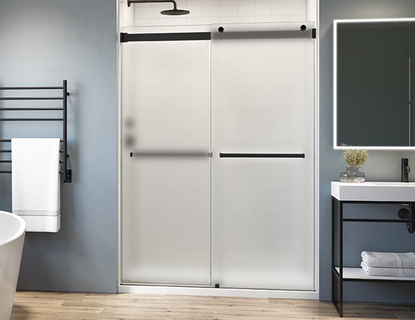 79" Mist Glass Alcove Sliding Shower Door Gemini Plus