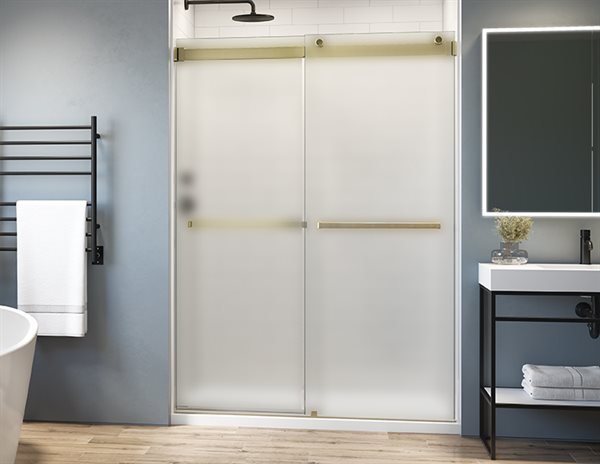79" Mist Glass Alcove Sliding Shower Door Gemini Plus