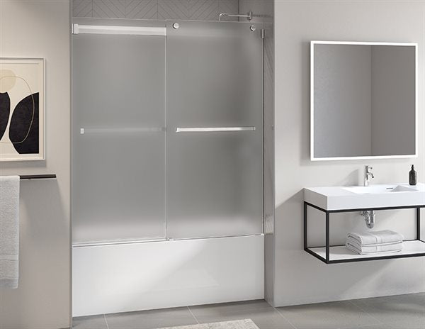 Mist Glass Alcove Sliding Bath Door Gemini Plus Collection