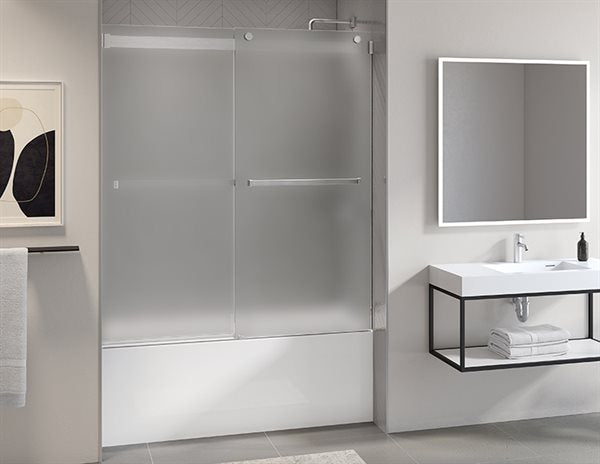 Mist Glass Alcove Sliding Bath Door Gemini Plus Collection