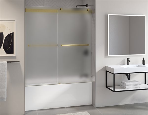 Mist Glass Alcove Sliding Bath Door Gemini Plus Collection