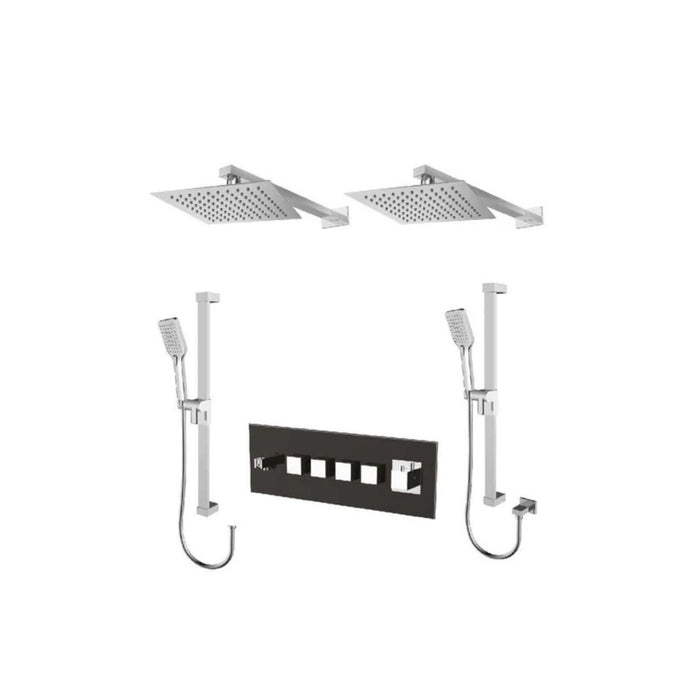 Nissima 4-way shower set Matte black/Chrome SLICK Collection