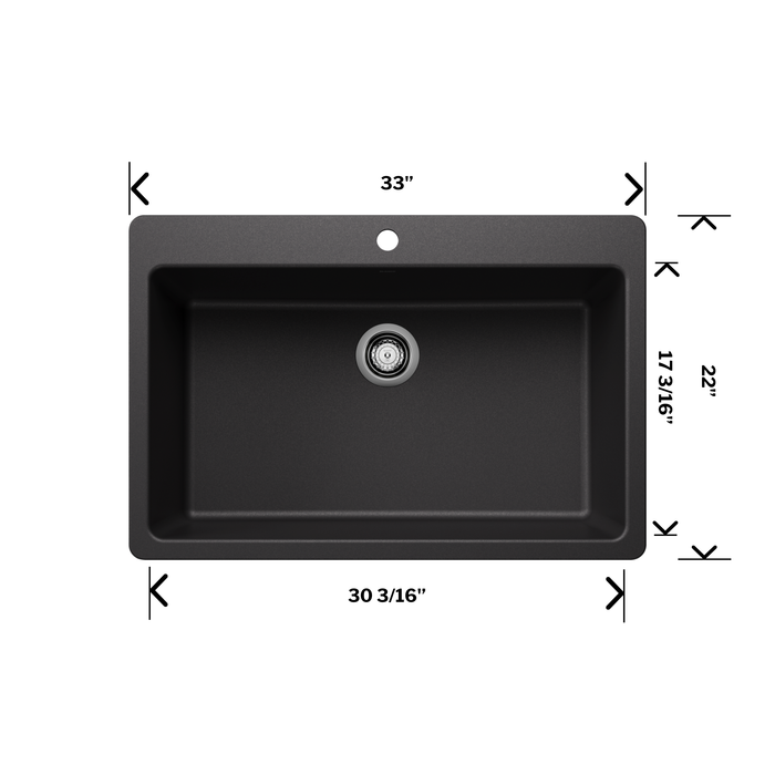 Blanco LIVEN 33 Super Single SILGRANIT Undermount or Drop-in Kitchen Sink