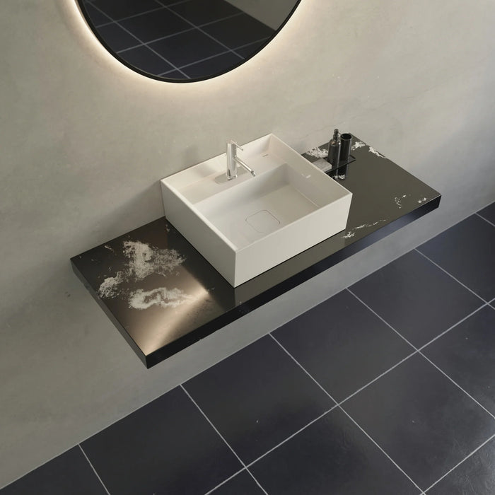 Square Single-Hole White Vessel Sink Bold Collection
