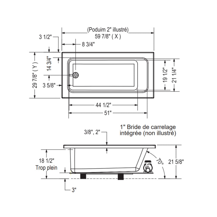 Bain podium en alcôve Collection Pose