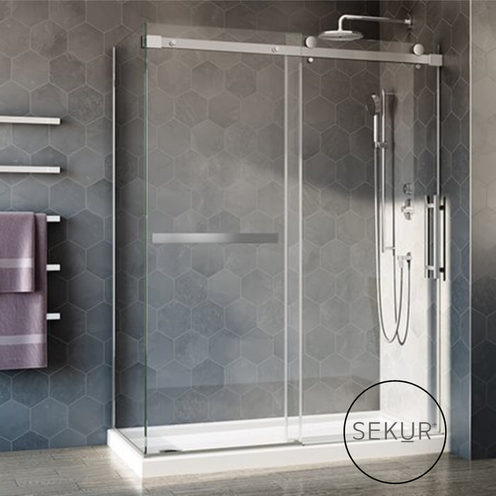 2-sided sliding shower door, Closes against the wall, Novara Plus Collection