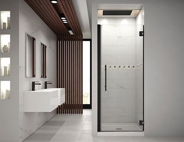 24" Matte Black Pivot Shower Door Kara Collection