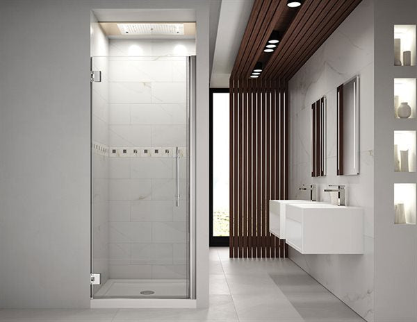 31" Chrome Pivot Shower Door Kara Collection