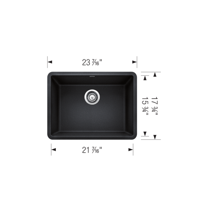 Évier de cuisine Blanco PRECIS 24 sous plan à cuve simple en SILGRANIT