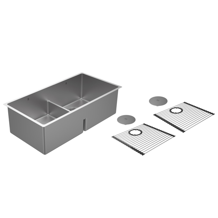 Platinum Sonix 34" Low Divide 50/50 Double Sink Kit

